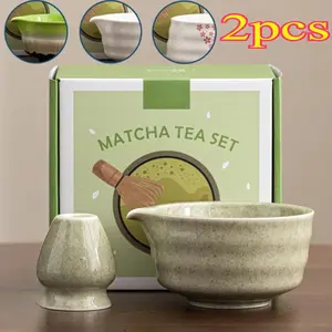 2 in 1 Alat Matcha Making /Matcha Bowl Ceramic Set /Kerajinan Pembuat Matcha Mangkuk Matcha Keramik