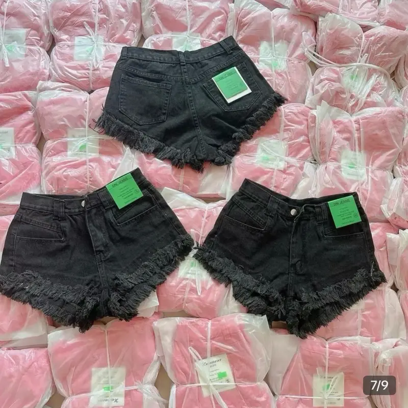 Quần shorts jeans nữ Trơn Tưa Lai lưng cao 1