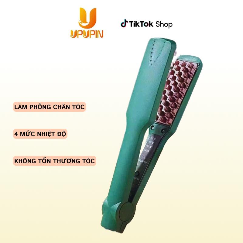U UPUPIN Máy Bấm Dập Phồng Chân Tóc Răng Vuông 4 Mức Nhiệt, 5 mức điều chỉnh nhiệt độ làm phồng chân tóc Nữ