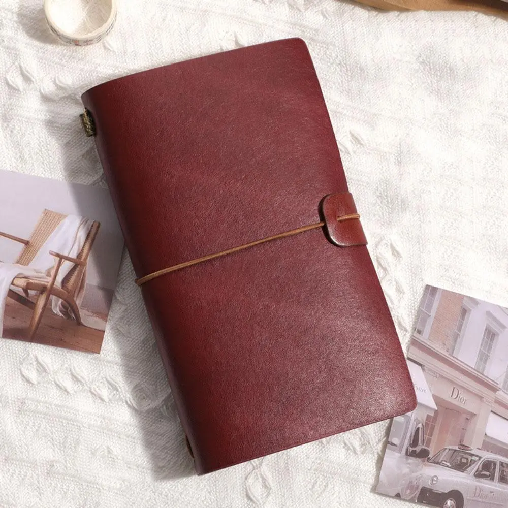 A6 Vintage Leather Cover Notebook, 1 Count Retro Loose Leaf Notebook, Travel Diary Notebook, Work Record Notebook, Gift for Women, Girls and Children