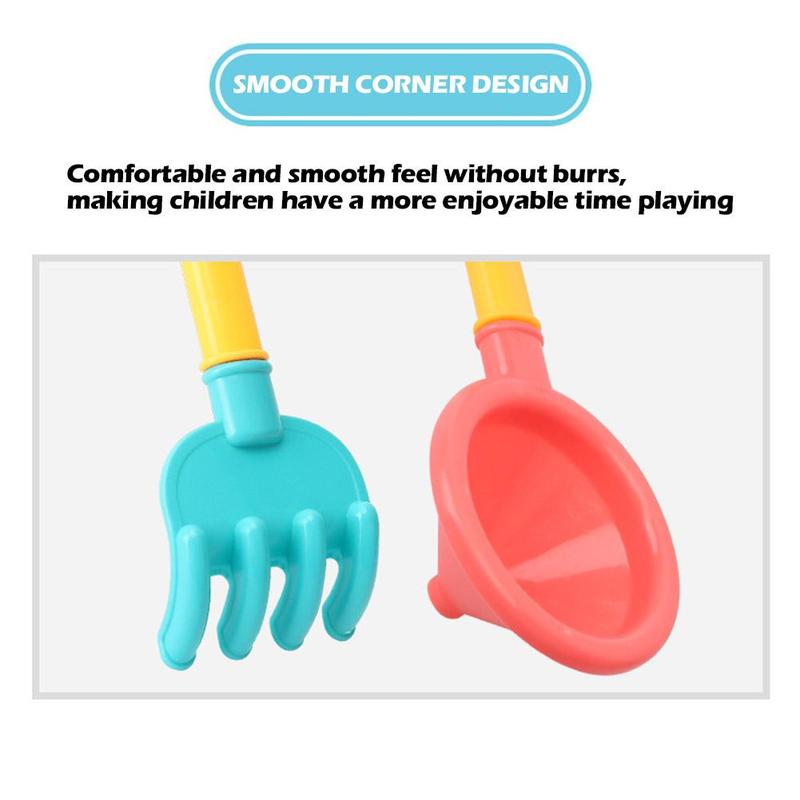 Product Introduction of Travel Beach Toys  Beach Toys Set With Sand Rake Watering Can Bucket Shovels Rakes Models Play Tools 24