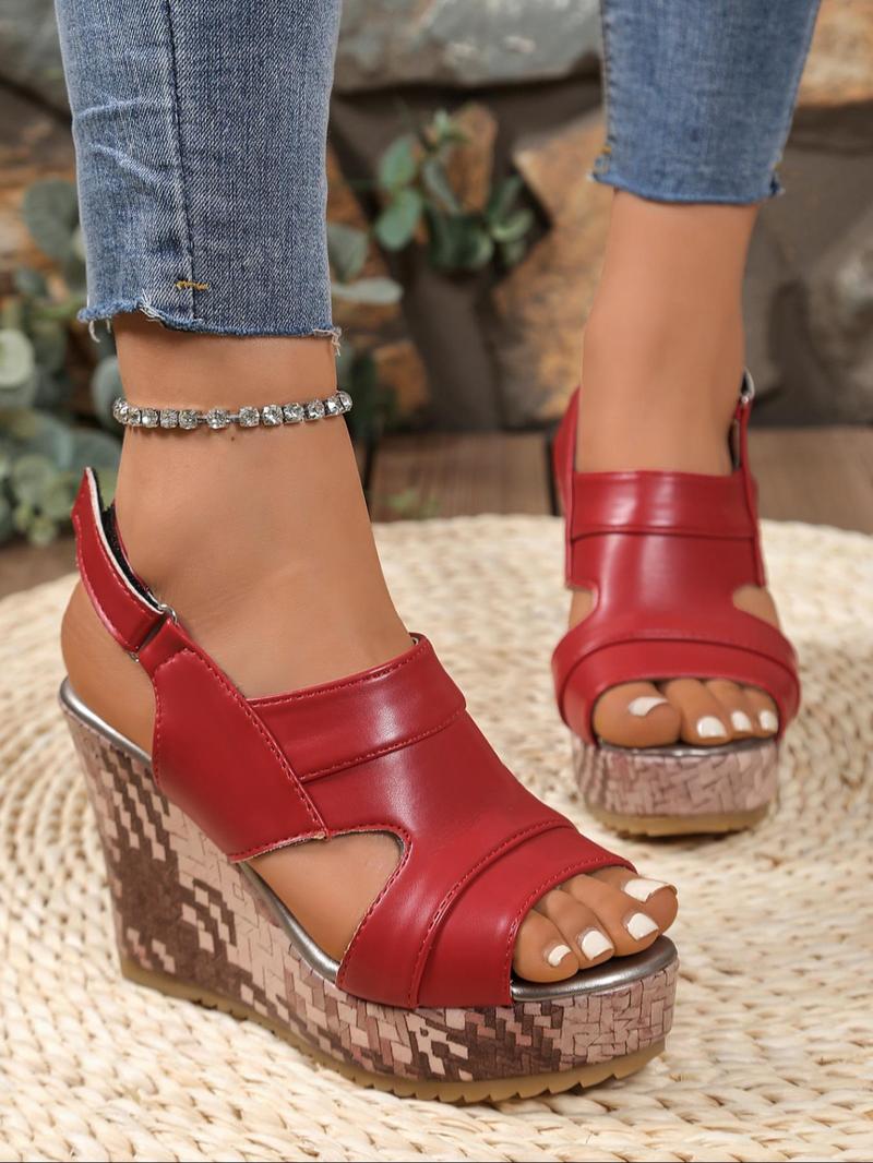Product Introduction of Women's Fashionable Solid Color Platform Sandals, Casual Comfortable Wedge Sandals for Summer, Female All-match Shoes for Daily Wear, Girl 6
