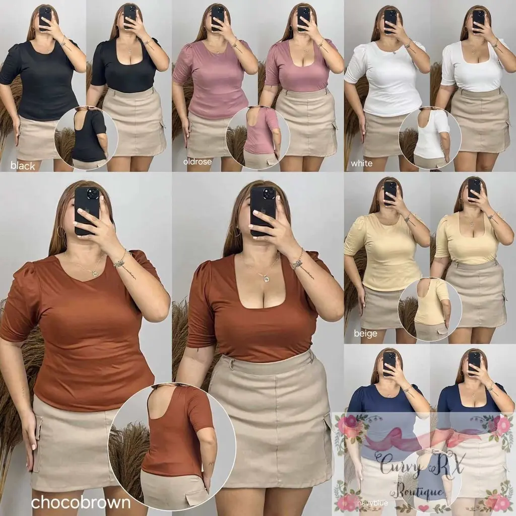 Plus Size 2 Way Victoria Top Double Lining Reversible Front and Back Scoopback - Cotton Spandex Fabric