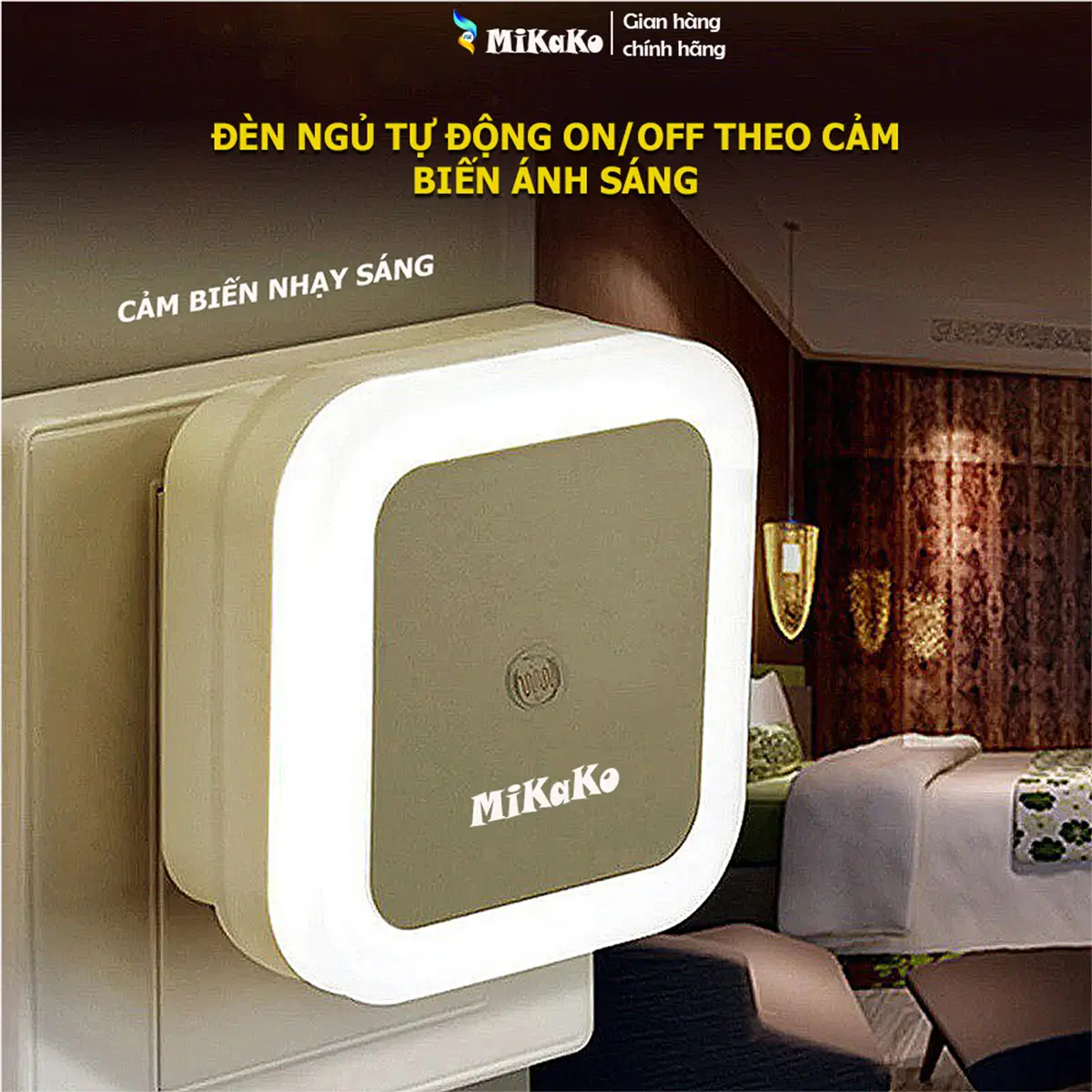 Đèn ngủ cảm ứng ánh sáng tự động tắt mở MiKaKo. MKM-DN170