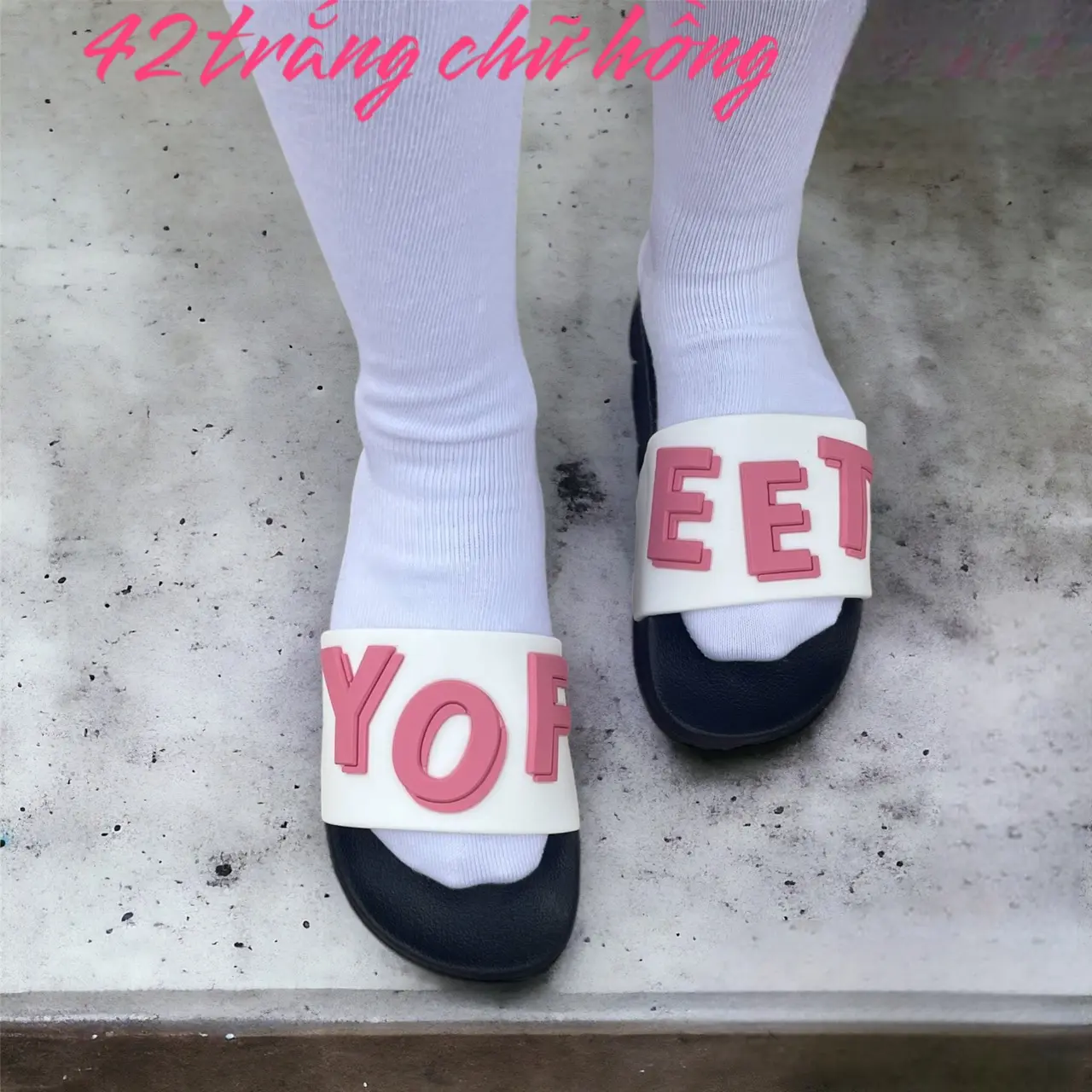 Dép YOFEET chữ nổi thời trang nam nữ năng động trẻ trung slippery