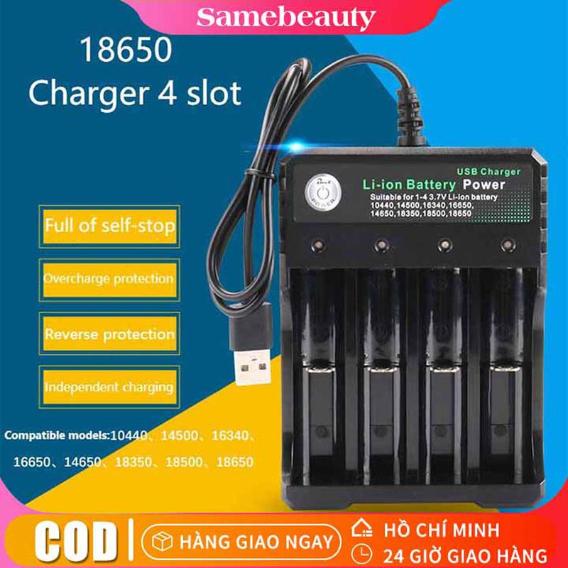 Sạc Pin Tự ngắt và có đèn báo khi đầy 4 Khe cao cấp dùng cho pin 18650 AA Mobile