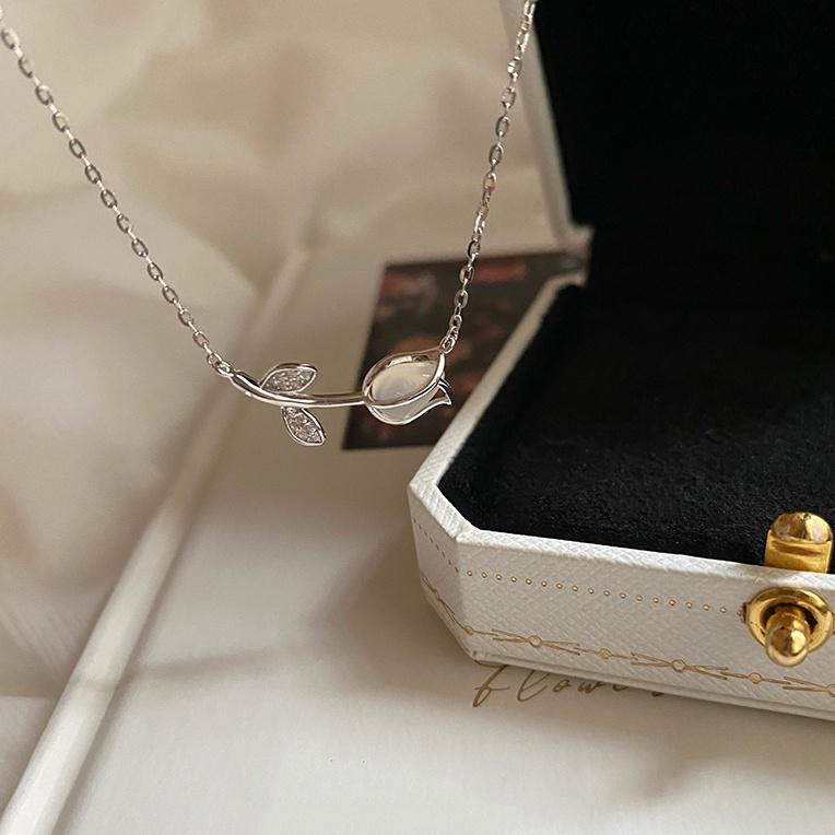 Vòng Cổ Hoa Tulip, Vàng 18K, Dành Cho Phụ Nữ, Thời Trang, Với Mặt Dây Chuyền Zircon, Dây Chuyền Rắn, Phụ Kiện Choker, Đồ Trang Sức 8