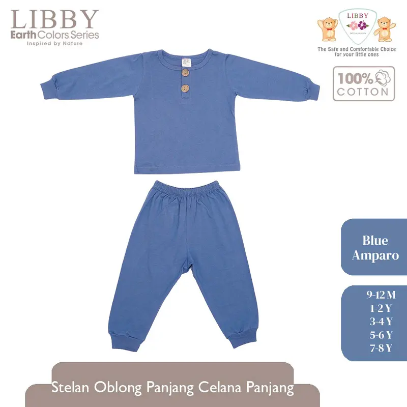 Libby fave set earth color series setelan kaos oblong lengan panjang celana panjang anak / piyama anak Katun Lengan panjang Polos 5