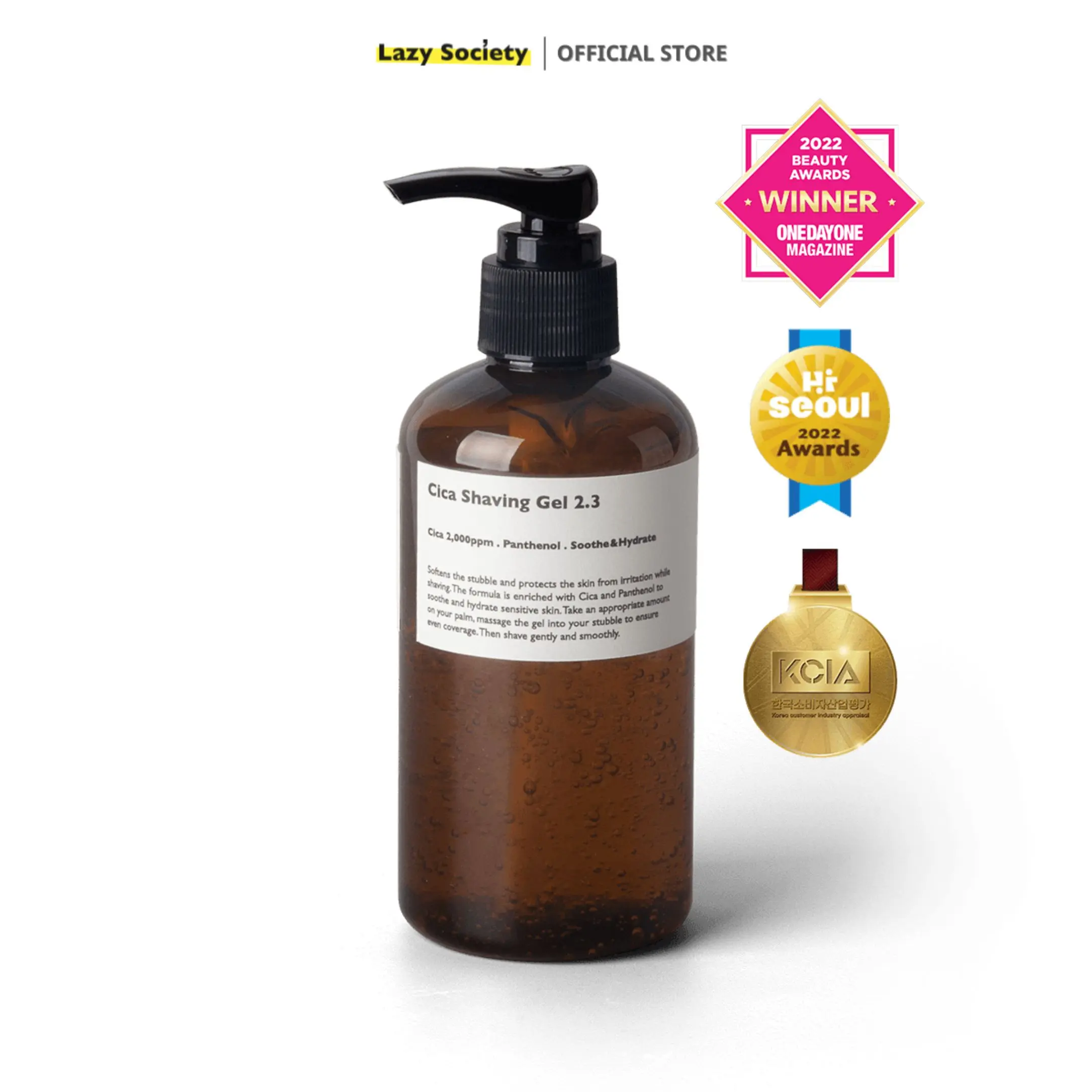 [Lazy Society] Gel cạo râu Hàn Quốc trong suốt, không bọt Lazy Society Cica Shaving Gel 2.3 250ml Nam giới