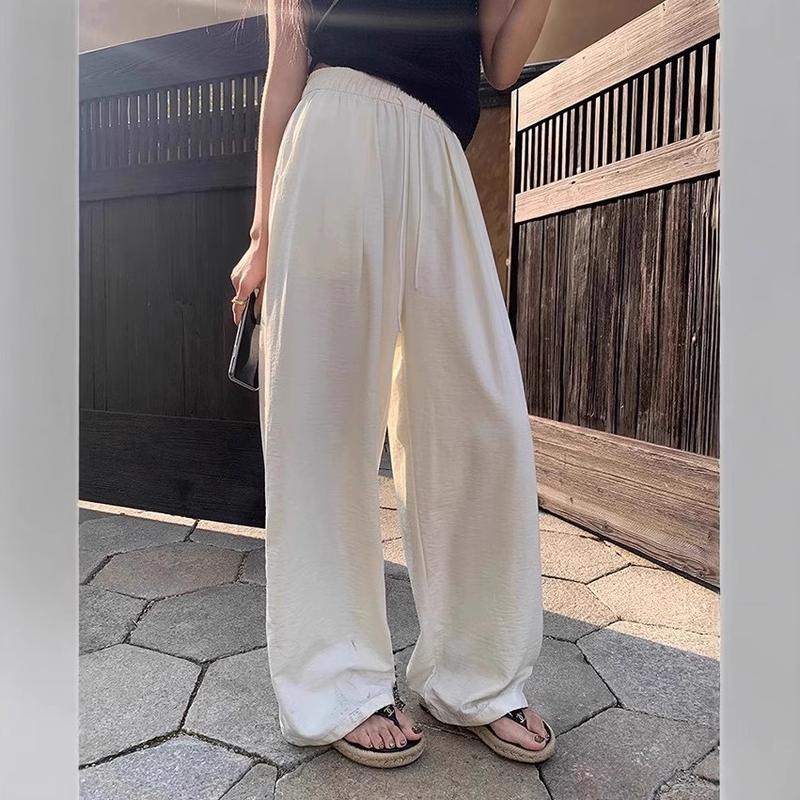 Product Introduction of Spring New Simple Casual Women's High Waist Wide Leg Pants 250324 2