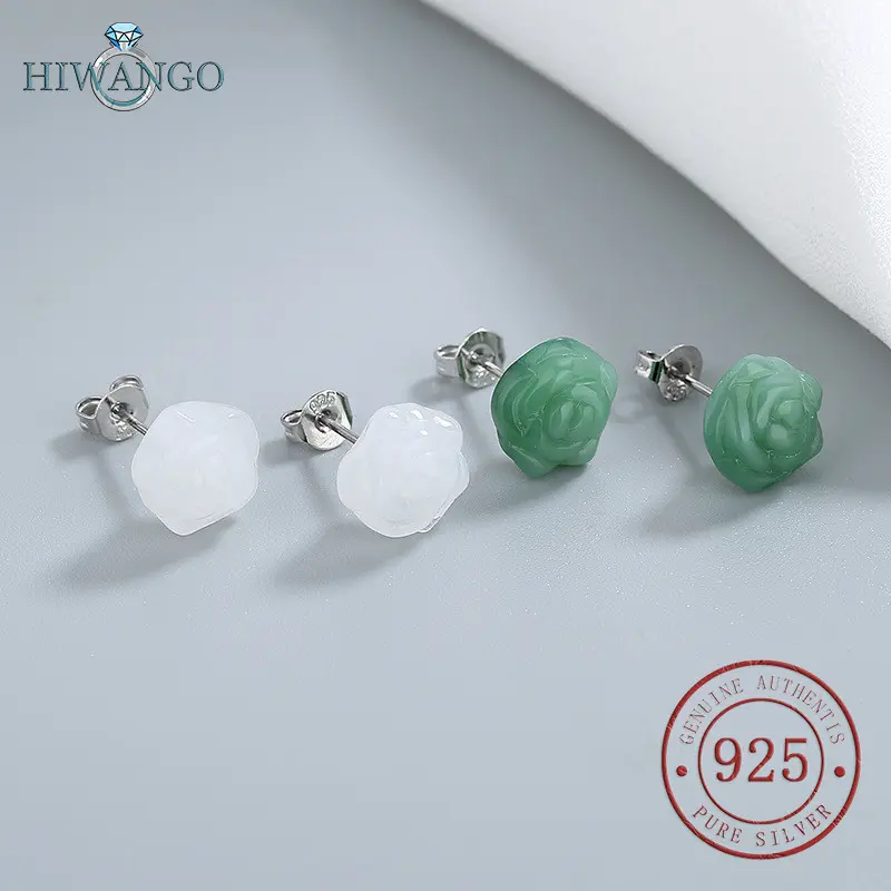HIWANGO Anting-anting Perak 925 Jade Hetian Untuk Wanita