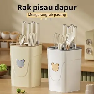 Blok Pisau Modern PP Premium - Model Platinum, Warna Kuning Krem Hijau Alpukat, Ukuran 13,5 x 13,5 x 20 cm, Kualitas Terbaik