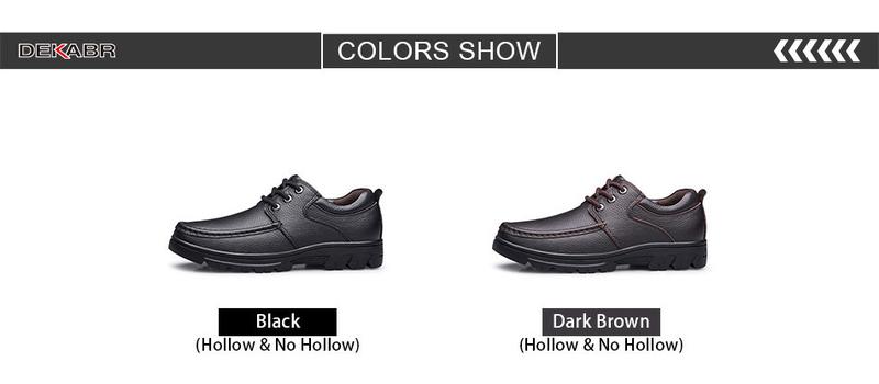 Product Introduction of DEKABR New Lace Up Fashion Genuine Leather Casual Men Shoes Designer Comfortable Breathable Loafers Driving Shoes Big Size 37-50 47