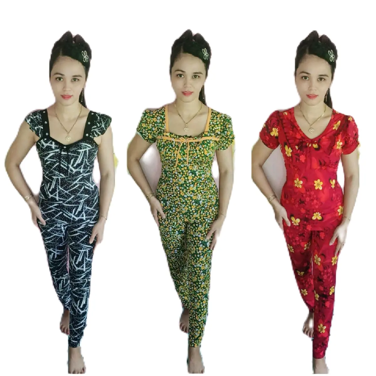 Top đồ bộ thun aty quần dài ống nhỏ Nữ Women