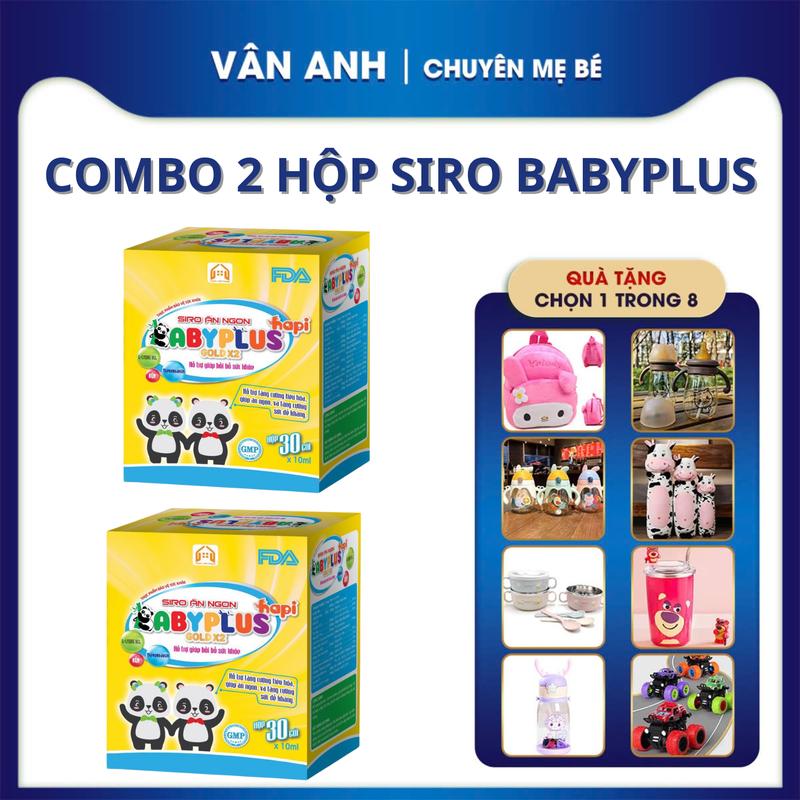Combo 2 hộp Siro Ăn Ngon Babyplus (kèm quà) Cho Bé Vitamin Men Vi Sinh siro  anngon
