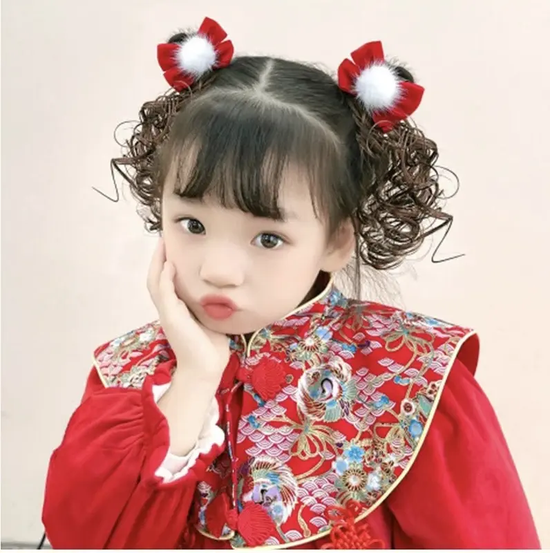 Set 2 chiếc kẹp tóc giả đội đầu hình nơ cho bé gái màu đỏ, phụ kiện kết tóc tạo kiểu cho trẻ em 6
