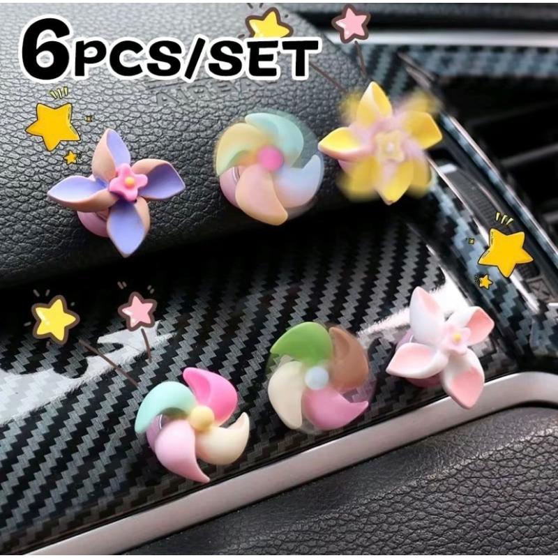 Combo 6 chiếc chong chóng xoay mini trang trí xe, biển số, mũ bảo hiểm, điện thoại, bàn làm việc... + 6 đế + 12 keo Nội Thất