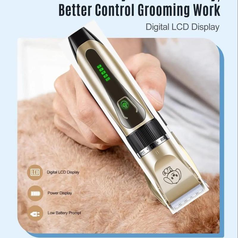 Product Introduction of Rechargeable Pet Grooming Kit, Including 1 Count Pet Hair Trimmer & 4 Counts Limit Comb, Silent Two-speed Clipper, Wireless Pets Hair Removal Tool for Small and Large Dogs and Cats 7