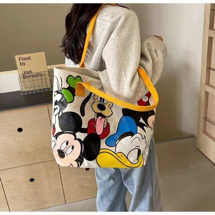 Product Introduction of New Mickey canvas bag schoolgirl large capacity cute cartoon goofy dog tote bag shoulder tote bag 23