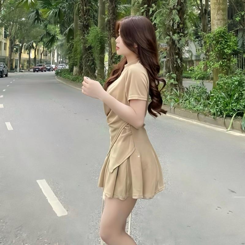 Sét Bộ Gồm Xoắn Eo Cộc Tay Kèm Quần Ống Xoè (SB1) 2