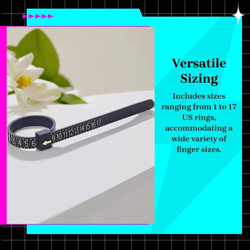 US Ring Sizer Measuring Gauge, Plastic Finger Sizing Measure Tool, Reusable Ring Sizer Measuring Tool for Jewellery, Hand Measuring Tool for 1-17 US Rings Size