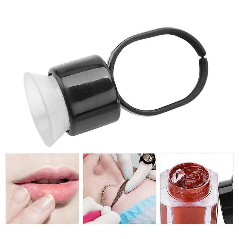 Ink Ring Cups with Pigment Rings & Glue Rings, Sponge Ink Cup Caps - for Permanent Makeup, Tattoo, Eyelash & Eyebrow Extensions - Medium Holder #MakeupSupplies #TattooEssentials #BeautyTools