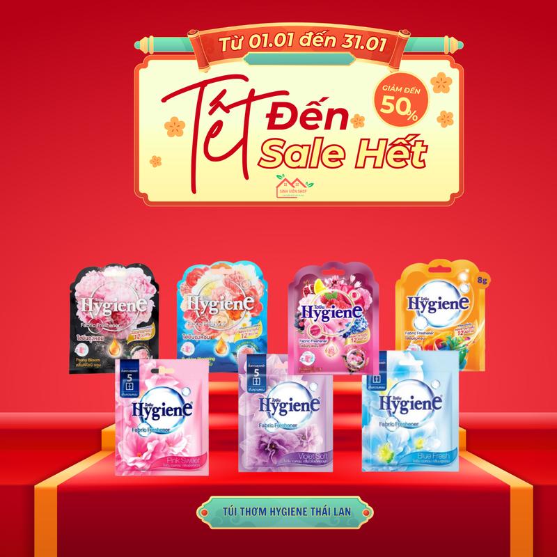 Combo 10 túi treo Hygiene Thái Lan 10 màu 10 mùi thơm túi treo trên ô tô tủ quần áo tủ đựng giày dép khử nùi hôi nhà vệ sinh hương nước hoa lưu hương lâu