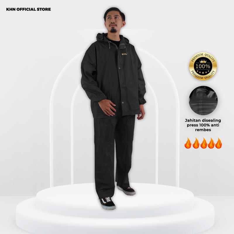 Jas hujan raincoat KHN pria dan wanita tebal anti rembes double press Remaja Dewasa jas  hujan 1