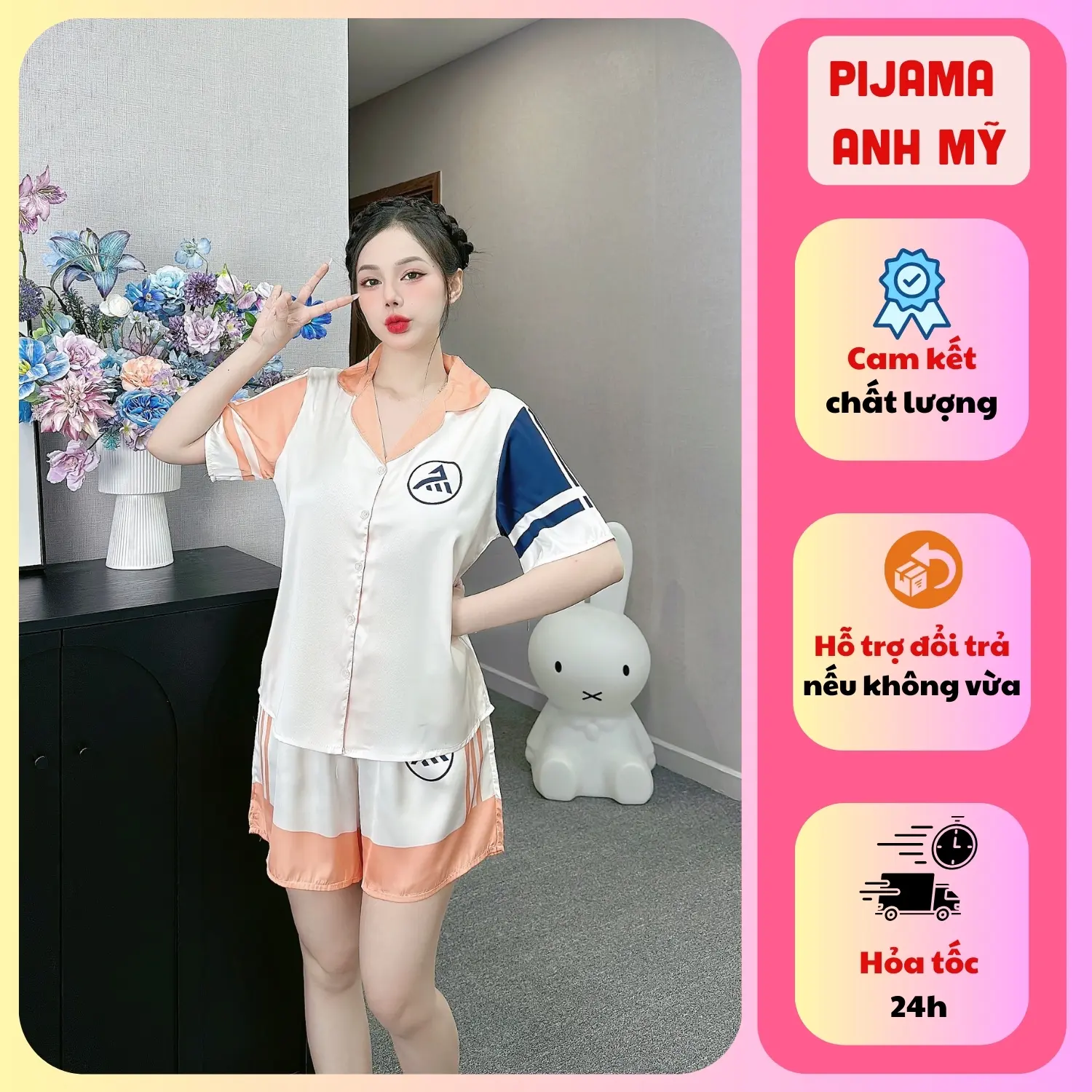 Đồ bộ cộc nữ ANH MỸ pijama mặc nhà , đồ ngủ nữ lụa latin cao cấp bigsize SP0310 Hàng cao cấp