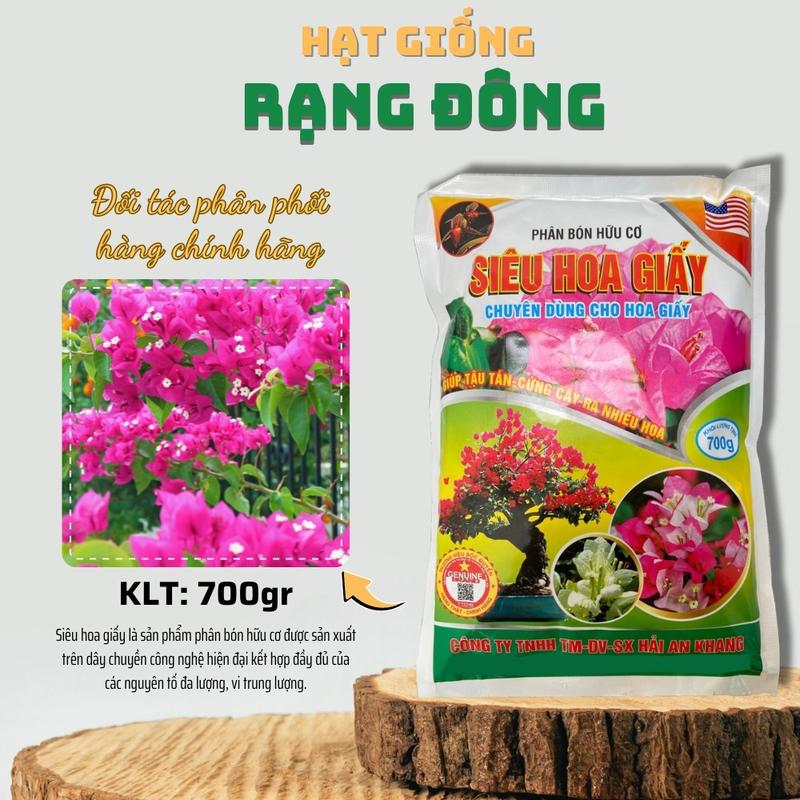 Phân bón Hữu Cơ Siêu Hoa Giấy (túi 700gr) - Kích ra hoa, nở đồng loạt, rực rỡ, lâu tàn, cứng cây - Hạt giống Rạng Đông