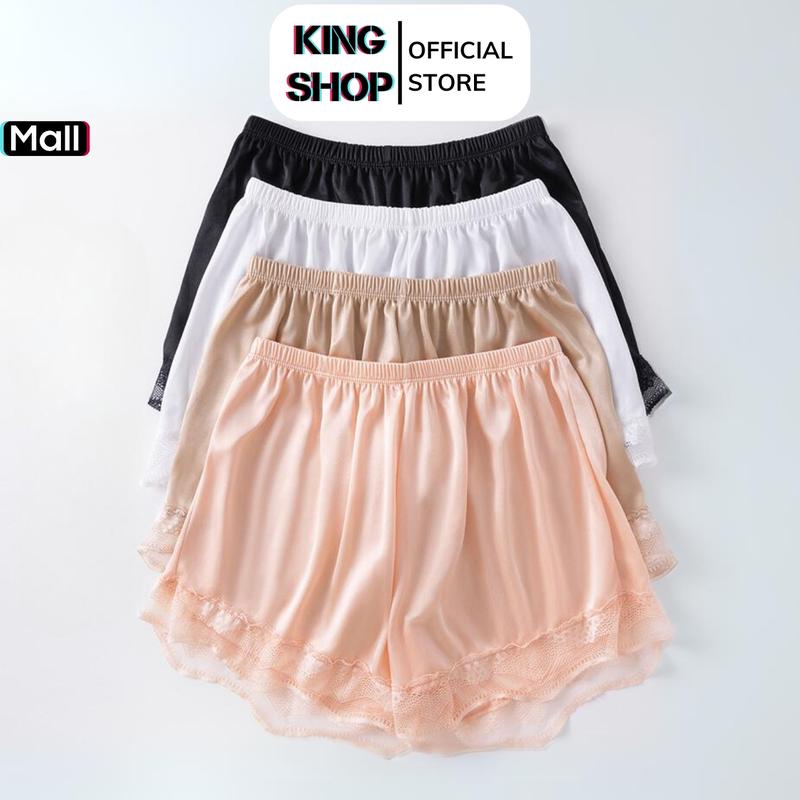 SET 4 quần mặc trong váy chất lụa viền ren quần đùi bảo hộ nữ thun thoải mái mặc ở nhà Top Quần Ngủ quý phái hiện đại mềm mịn thoáng khí sịn mịn KINGSHOP Women Áo quần lót sợi polyester dí trang trọng V550
