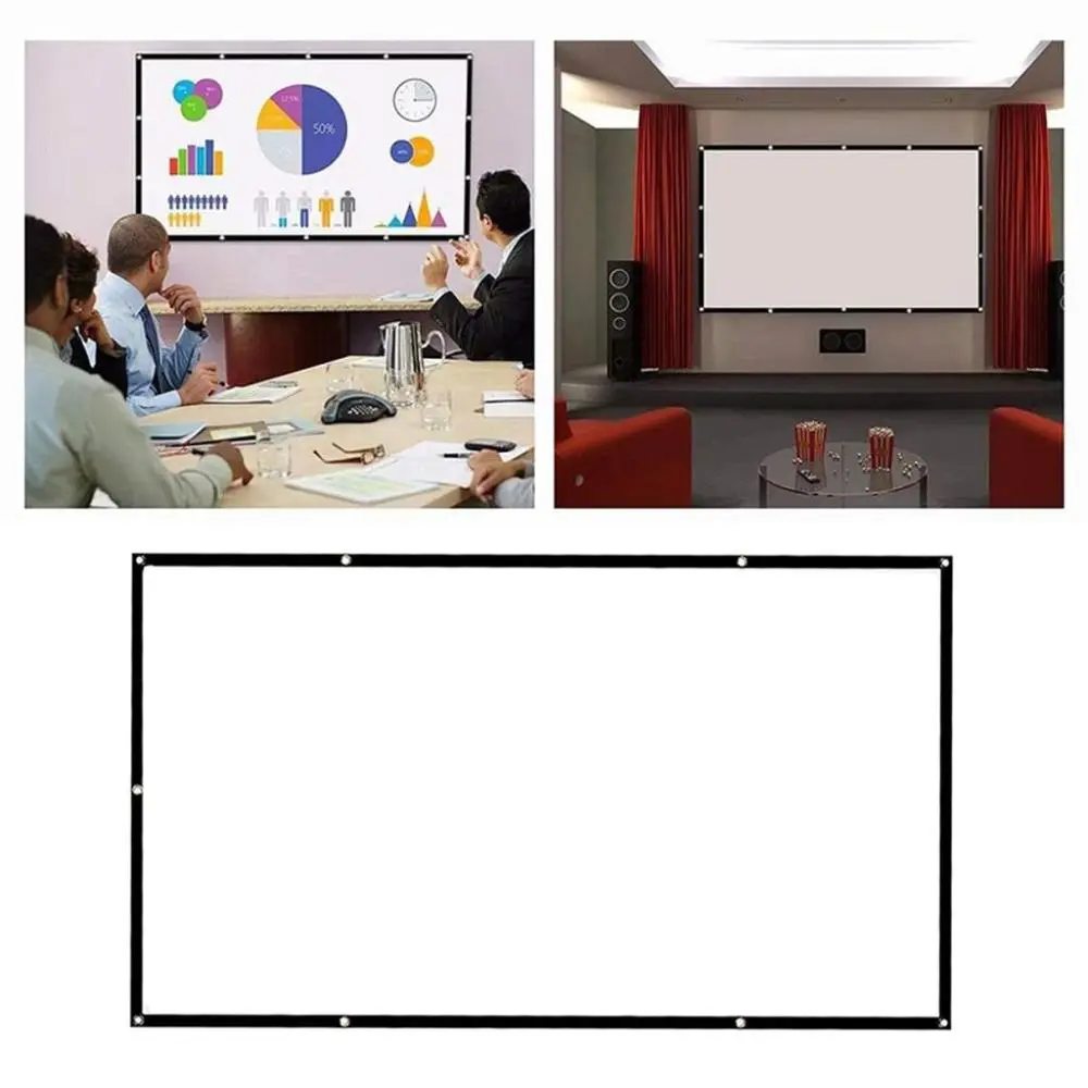 60/72/84/100/120/150 Inch Foldable Projection Screen 16:9/4:3 Anti- Screen Folding