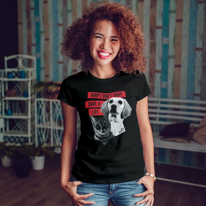 Gambar Tshirt Kaos Adopt Don't Shop! Save a Life dari JAAN Domestic Shop Kab. Bogor Tokopedia