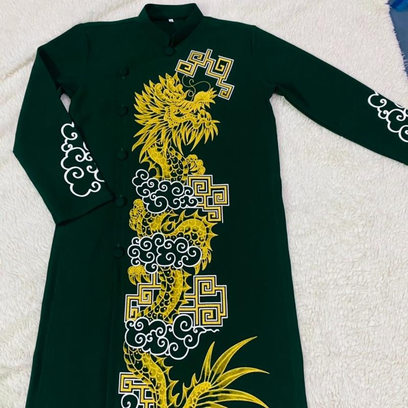 Áo Dài Truyền Thống # Áo Dài Gấm Lụa Hình Long Cho Nam # Quần Áo Nam Cao Cấp 6