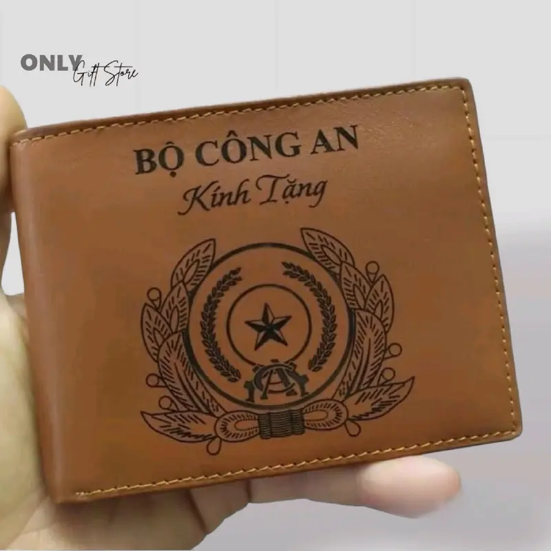 VÍ NAM DA BÒ THẬT KHẮC LOGO LƯU NIỆM | DA BÒ NAPPA CAO CẤP | KÈM HỘP ĐỰNG | WALLET LEATHER Nam Nhiều Ngăn 2
