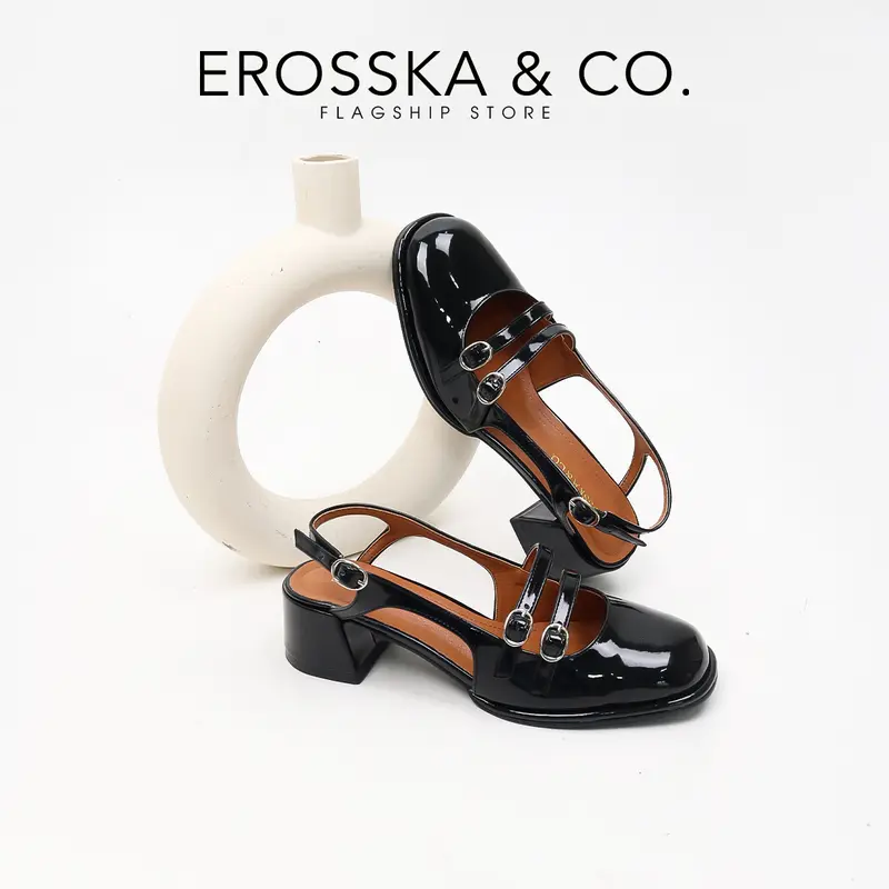 EROSSKA - Giày cao gót nữ Mary Jane quai ngang mũi vuông cao 5cm [Form Rộng lùi 1 size] - EL039 6