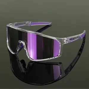 Kacamata Hitam Olahraga Lensa Besar Oversize Anti UV400 Silau Anti Debu Berlari Kacamata Daki Gunung Bersepeda Bermotor pelari