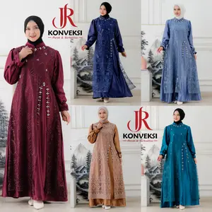 Marsya Dress Kondangan Satin Silk Mix Brokat Dan Payet Baju Muslim Wanita Gaun Pesta Seragaman Bridesmaid