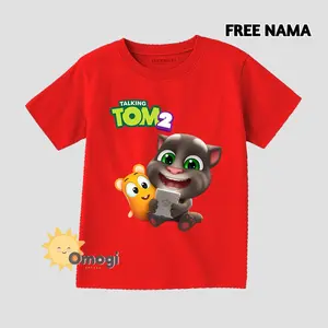 Baju Kaos Anak My Talking Tom 2 Free Nama Atasan Anak Laki-Laki/Perempuan Combed 30s