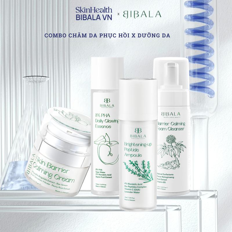 Bộ sản phẩm Nước Dưỡng 8% PHA + Kem dưỡng giảm kích ứng 20G BIBALA+ Tinh chất dưỡng da Ampoule+ Bọt rửa mặt nhân sâm