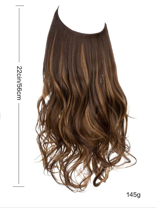 Women's 22-inch Invisible Wire Hair Extension,  Wavy Curly Synthetic Short Clip for Women & Girls, Fashion Wig for Party, Daily Clothing Decor, Female 2024 Trendy Matching Natural Wavy Wig Piece 5
