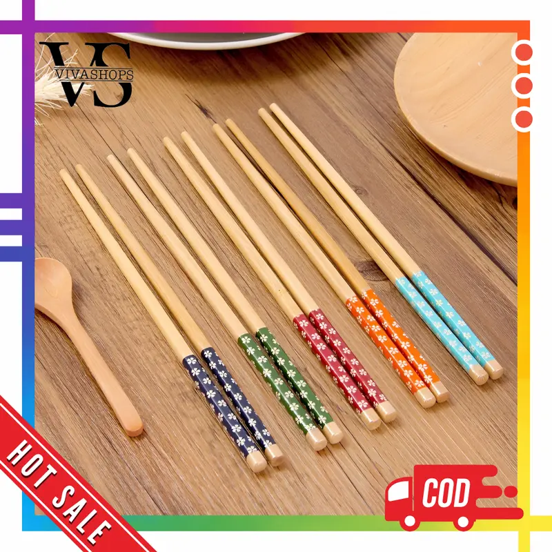 Sumpit Bambu Warna per pasang / Set Alat Makan Mie / SUMPIT Bamboo 24cm isi sepasang - SUMPIT MIE - SUMPIT WARNA / Sumpit bambu panjang 24cm / Sumpit Makan Bambu Set Chopstick Sepasang Sumpit Mie Korea Tahan Lama Lentur 0