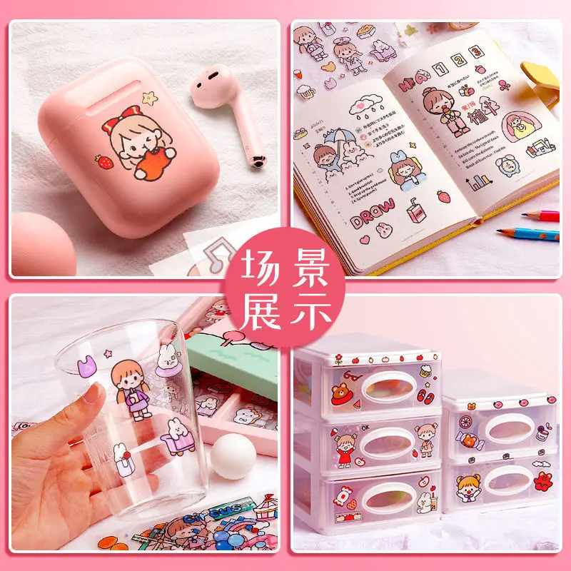 100 Lembar Sticker Box Motif Animasi Lucu / Cute Stiker Dekor Aesthethic / Motif Lucu 3
