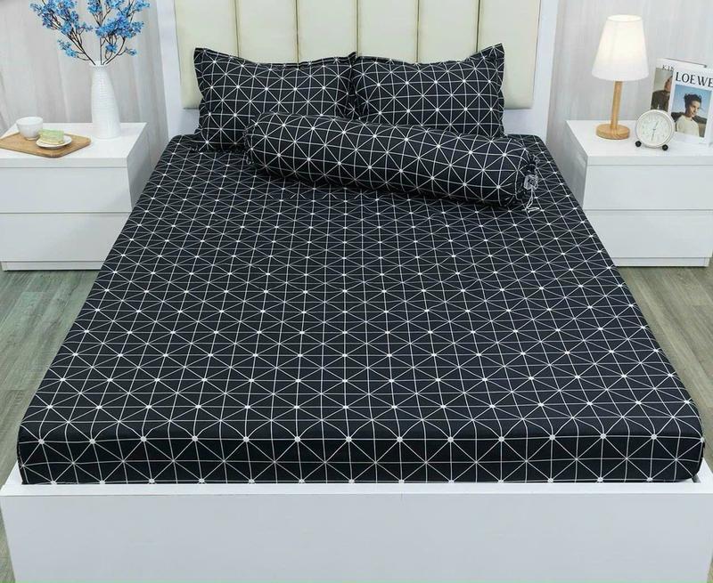 Ga trải giường cotton poly, size 1m4/1m5/1m6/1m8, KHÔNG GỐI, bọc nệm 10cm, giá rẻ