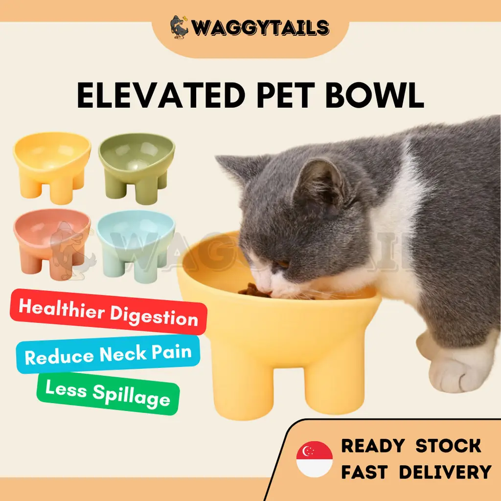 [SG] Pet Bowl | Cat Dog Bowl | Elevated Bowl | Neck Protection | Dog Bowl | Plastic