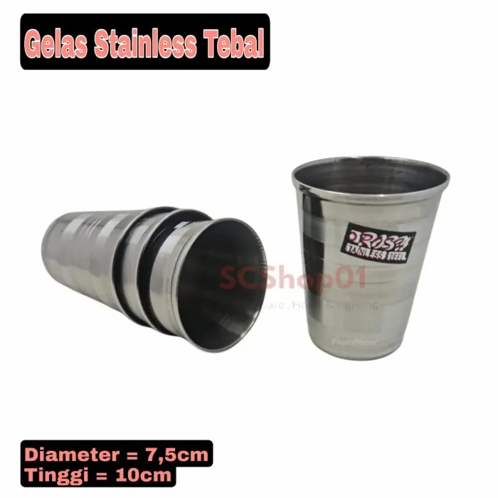 Gelas Stainless tebal Anti Karat 7,5cm 255ml ROSH