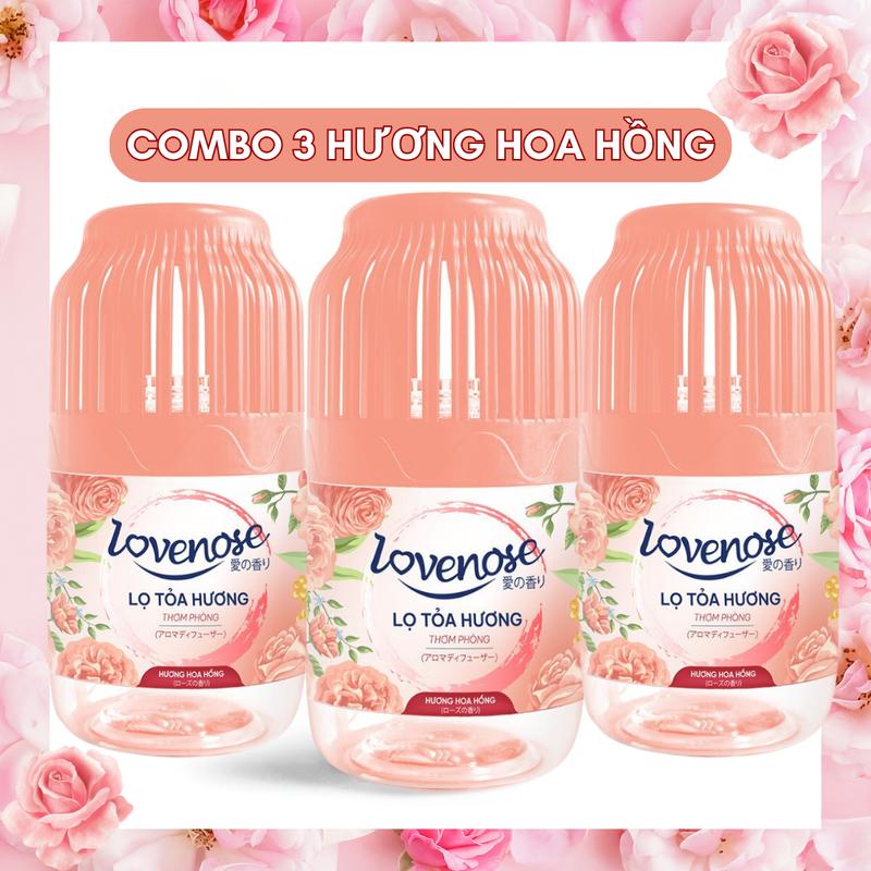 Combo 3 Lọ Tỏa Hương Lovenose Hương Thơm Tự Nhiên Dễ Chịu 180 ml Thơm 45 ngày Khử Mùi Sáp Thơm Phòng Thế Hệ Mới tinh  dauthomphong nuoc thom