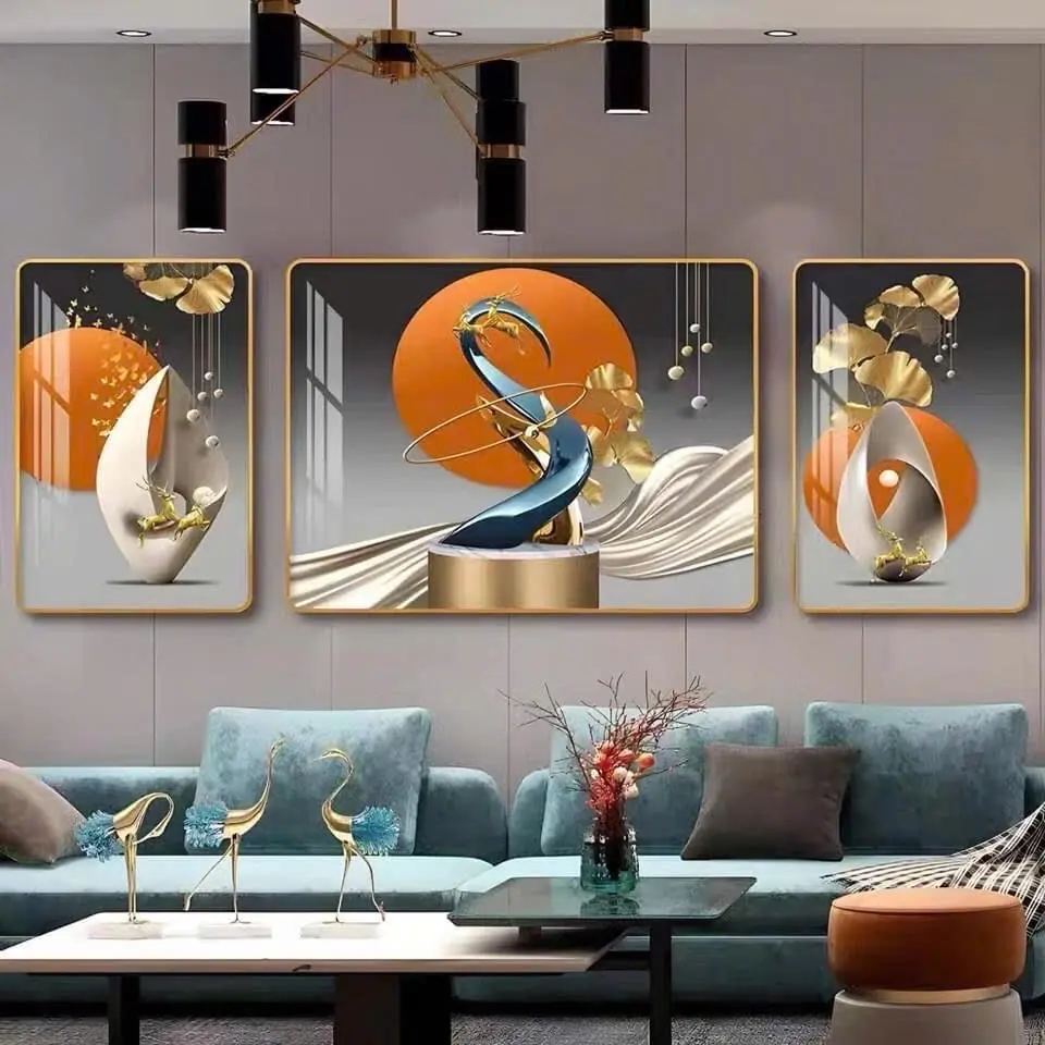 Tranh Tráng Gương Bộ 3 Hiện Đại In UV bề mặt Mica sáng bóng - Tranh Tráng Gương hiện đại Decor treo Tường, Treo Phòng Khách, trang trí nhà cửa