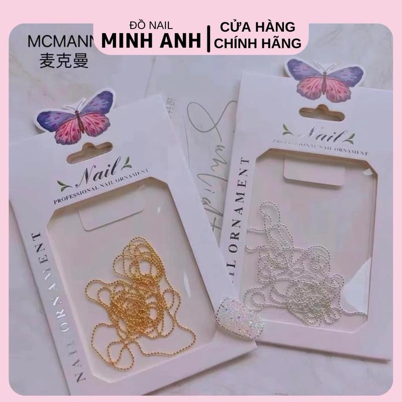 Dây xích bi mini vàng bạc trắng trí móng nail