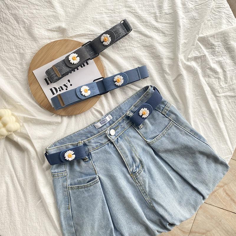 Thắt lưng thun nam nữ co giãn DN31 dây nịt bằng vải chun có nút bấm tiện lợi hoa cúc tuyệt đẹp